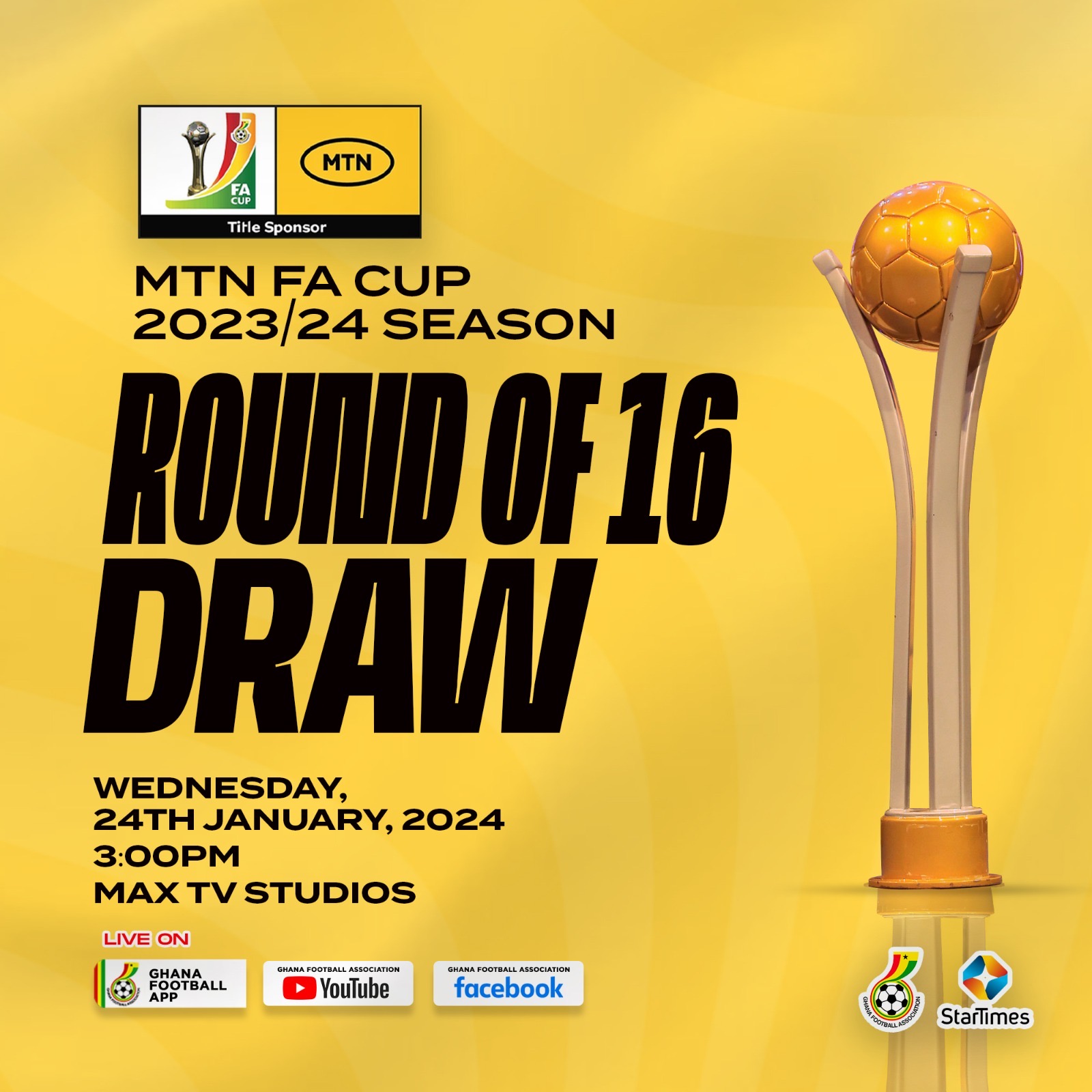 MTN FA Cup Round of 16 draw set for January 22