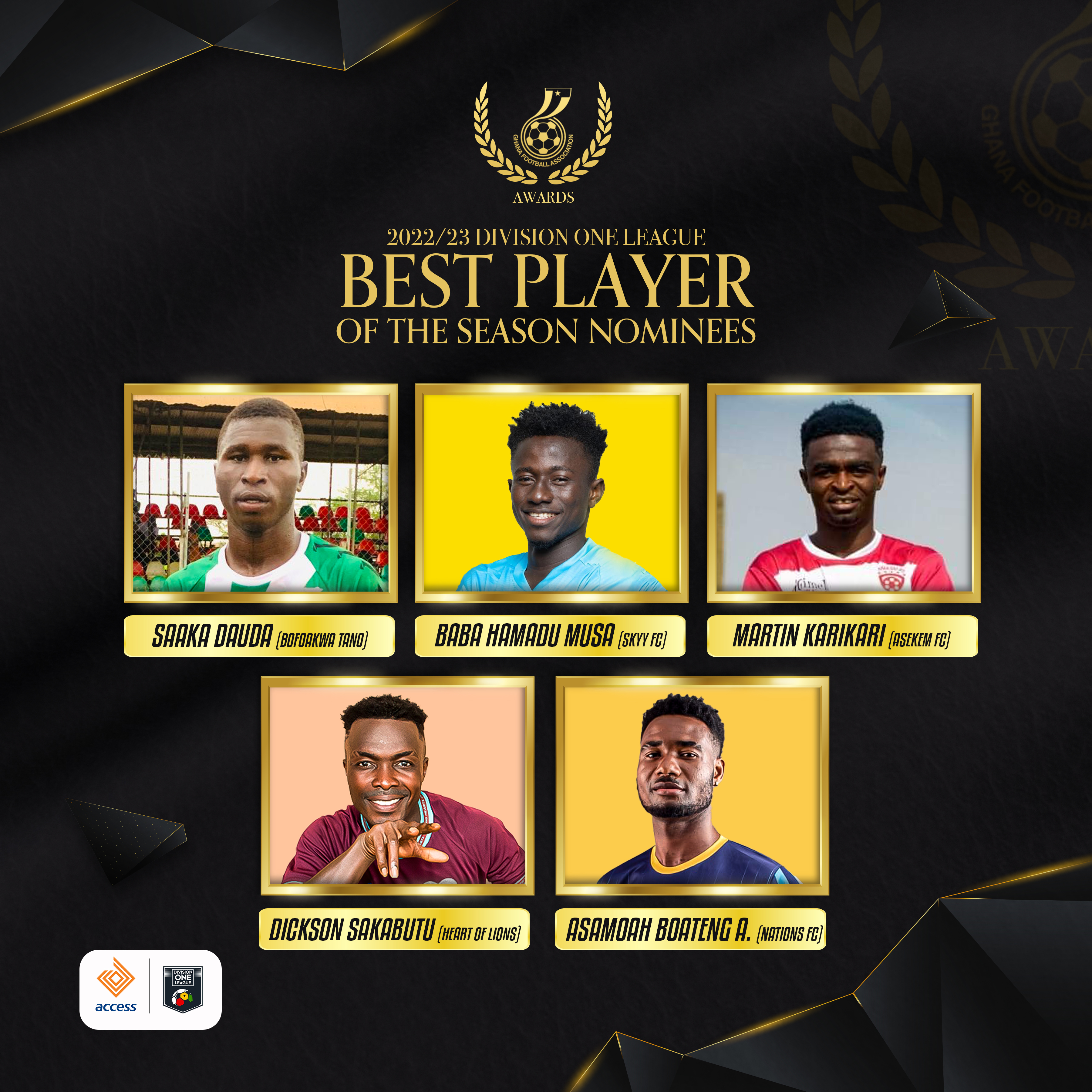 GFA Awards: Nominees for Division One League categories announced